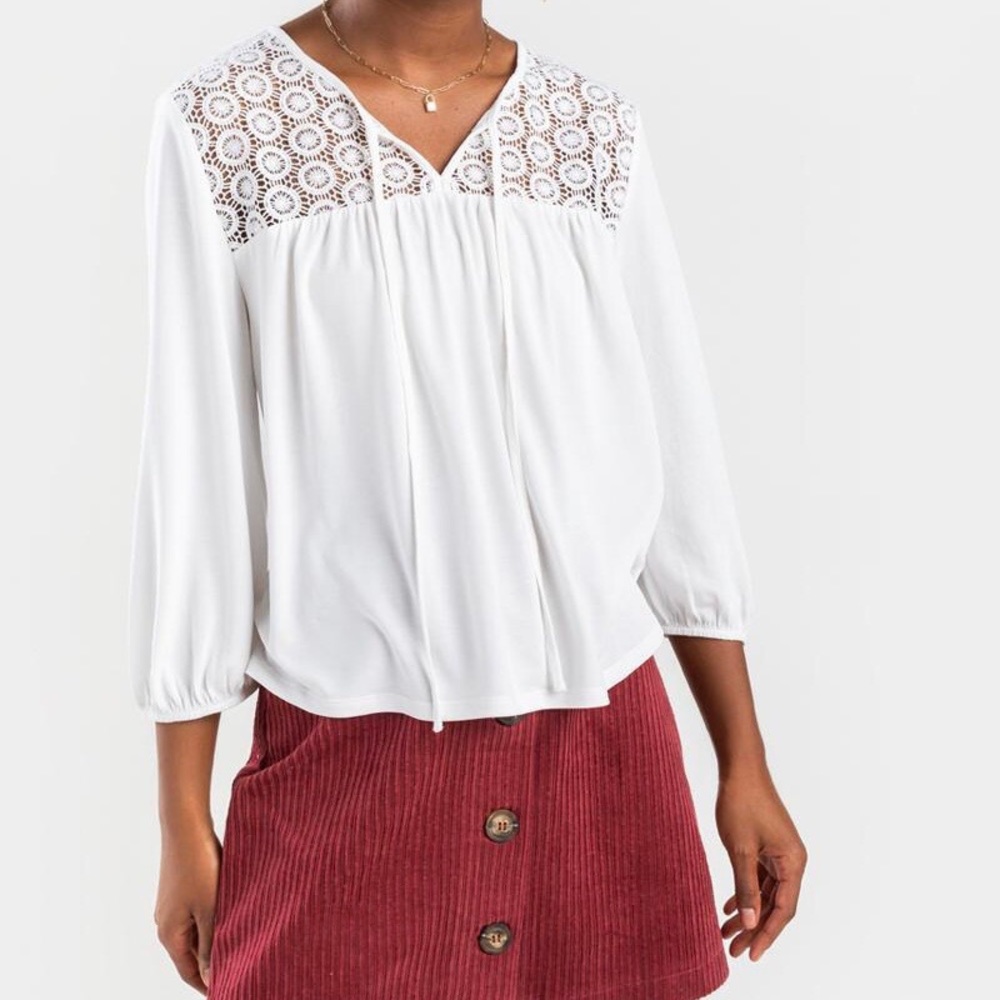 White Peasant Sleeve Blouse